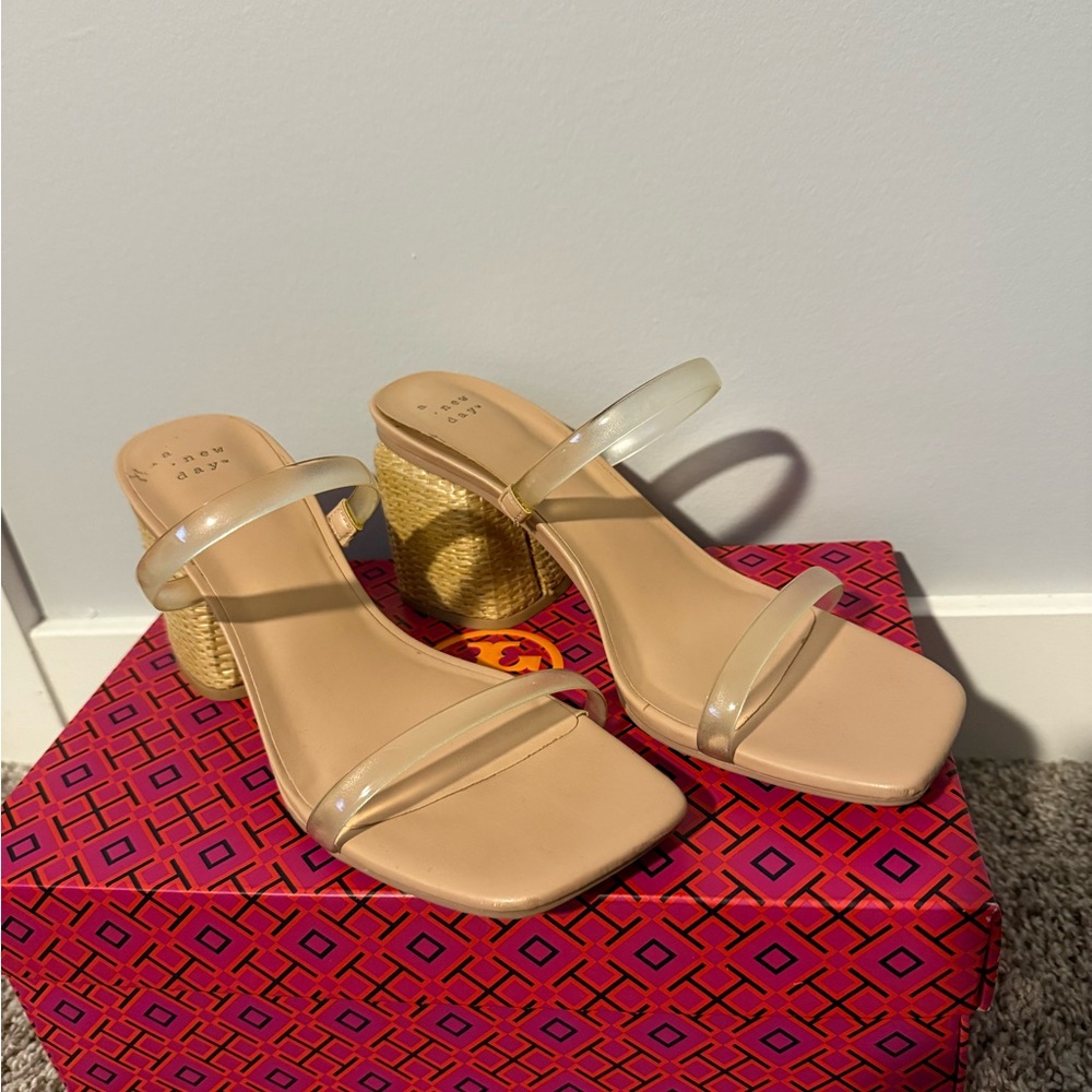 A New Day Cream Strappy Block Heels